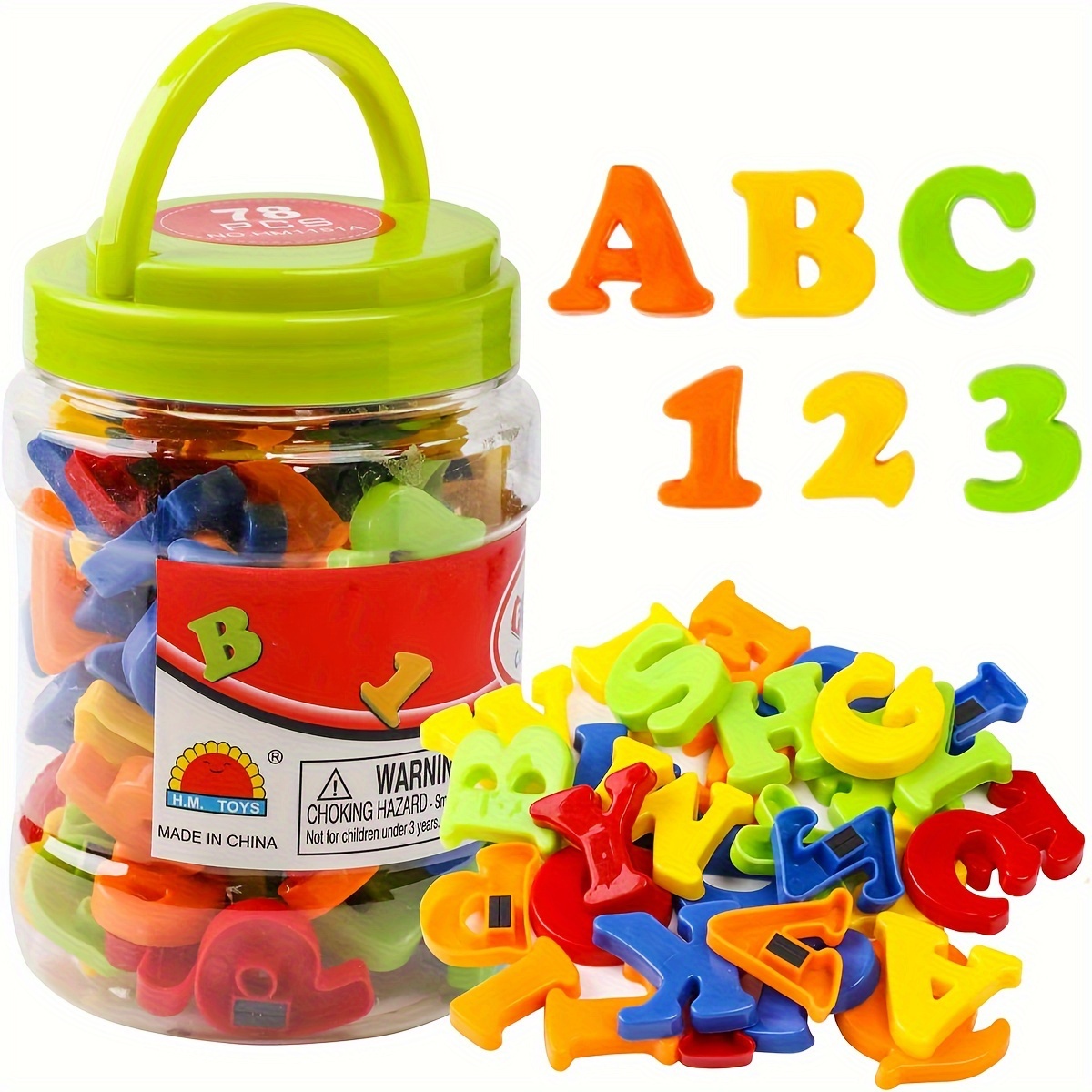 Kids Educational - Alphabet Numbers & More - ตัวอักษรแม่เหล็ก 78 ชิ้น ตัวเลข ตัวอักษรภาษาอังกฤษ สีสันสดใส