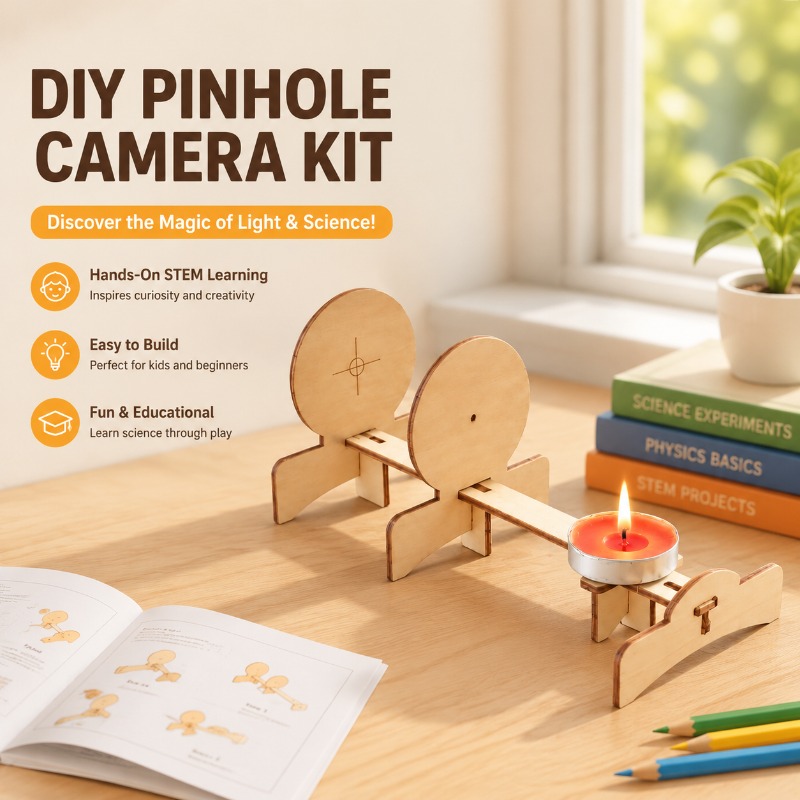 Kids Education Images - ชุดประกอบการถ่ายภาพรูเข็ม DIY ชุดทดลองวิทยาศาสตร์ฟิสิกส์ ของเล่นเสริมทักษะการเรียนรู้สำหรับเด็กนักเรียนประถม
