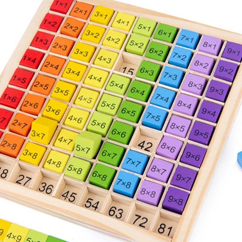 Kids Education Table - Montessori การศึกษาคณิตศาสตร์ไม้ของเล่นเด็กของเล่นเด็ก 99 ตารางคูณคณิตศาสตร์เลขคณิตสอน Aids