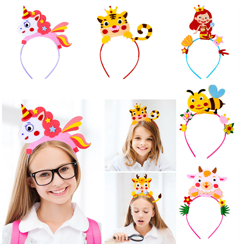 Kids Education Usa - เด็กสร้างสรรค์หมวกมงกุฎเจ้าหญิง DIY หัตถกรรมของเล่นการ์ตูนสัตว์ Headwear การศึกษาของเล่นสำหรับหญิงตกแต่งแฮนด์เมดของขวัญ