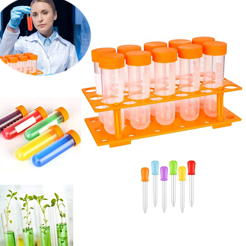 Kids Education Youtube - เด็กหลอดทดสอบพลาสติก Droppers การเรียนรู้การศึกษาวิทยาศาสตร์หลักหลอดทดสอบและหลุมผู้ถือ Rack พยาบาล Party