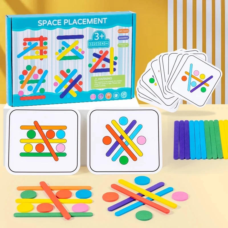 Kids Education Table - เด็ก Rainbow Stick คิดปริศนาไม้ DIY Ice