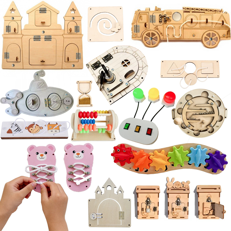 Kids Education Usa - DIY มอนเตสซอรี่ บิซซี่ บอร์ด อุปกรณ์เสริมไม้ สตรอเบอร์รี่