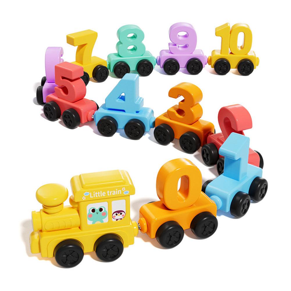 Kids Early Education - ชุดรถไฟของเล่นไม้เสริมพัฒนาการแบบมอนเตสซอรี่ ของเล่นรถไฟแม่เหล็กตัวเลข ชุดเรียนรู้พัฒนาการทางปัญญาสำหรับเด็กเล็ก