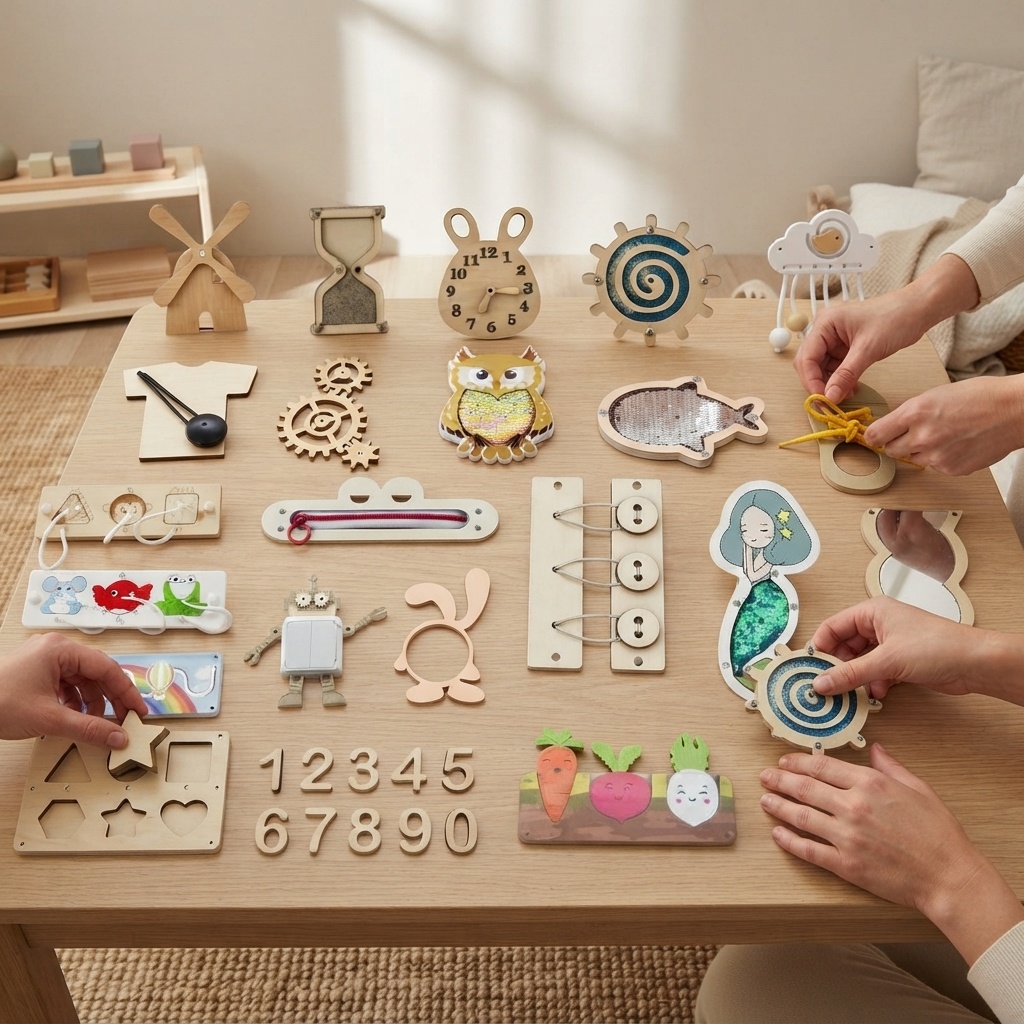 บอร์ดกิจกรรมไม้แบบมอนเตสซอรี่  - Kids Education Usa บทวิจารณ์และราคา