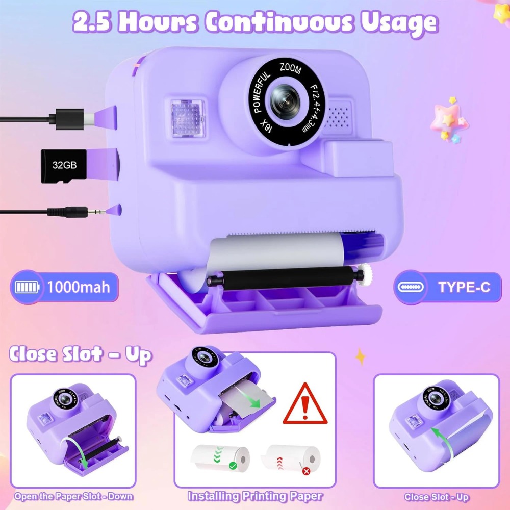 กล้องพิมพ์ความร้อนทันทีเพื่อกา - Kids Education Images บทวิจารณ์และราคา